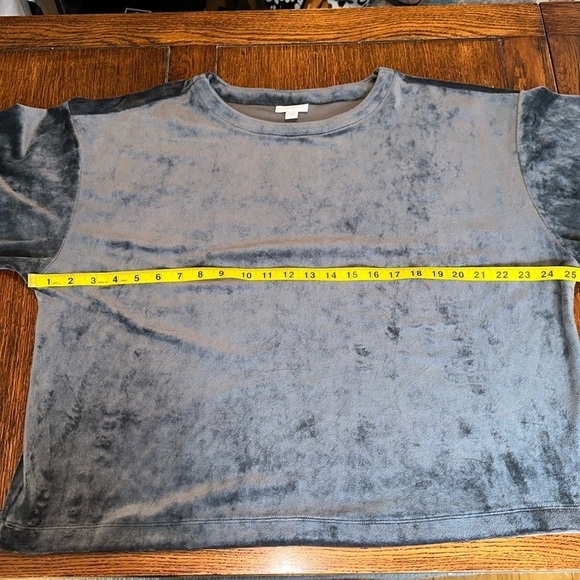 Pure Jill dark gray velour feel oversized  long sleeve top size S - Picture 7 of 9